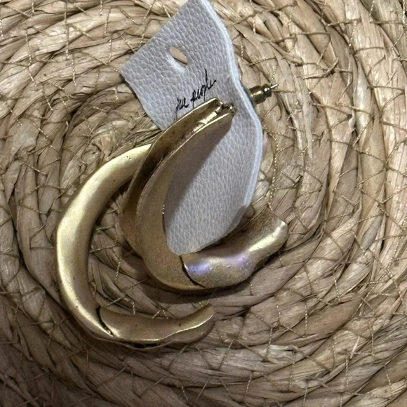 Free People gold hoop earrings - Picture 2 of 5